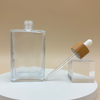 100ml Clear Glass Square Bamboo Dropper Bottle