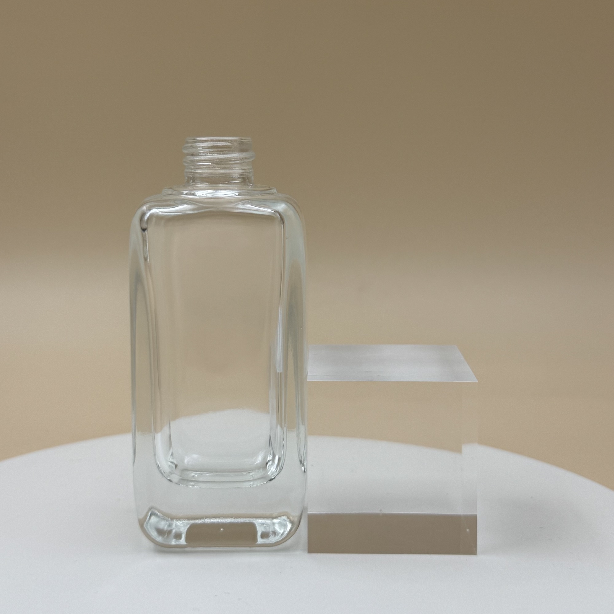 Square 30ml Glass Lotion Pump Bottle Ball Cap