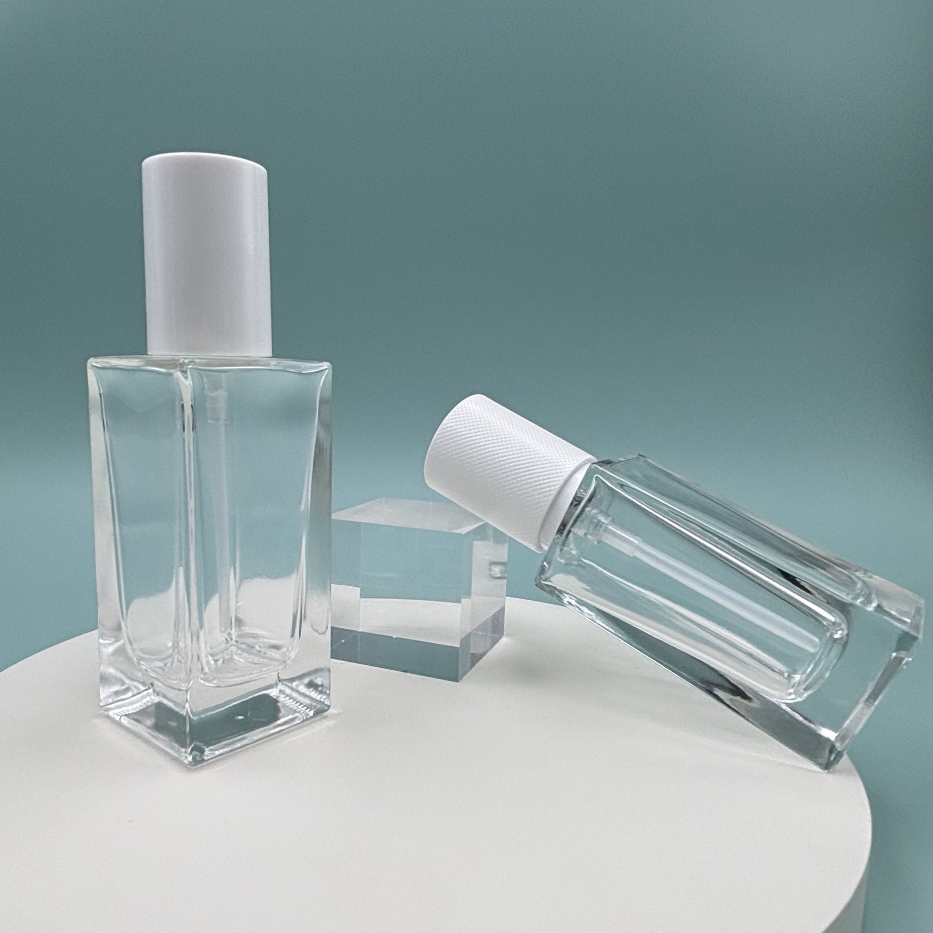 30ml Clear Glass Square Pump Bottle