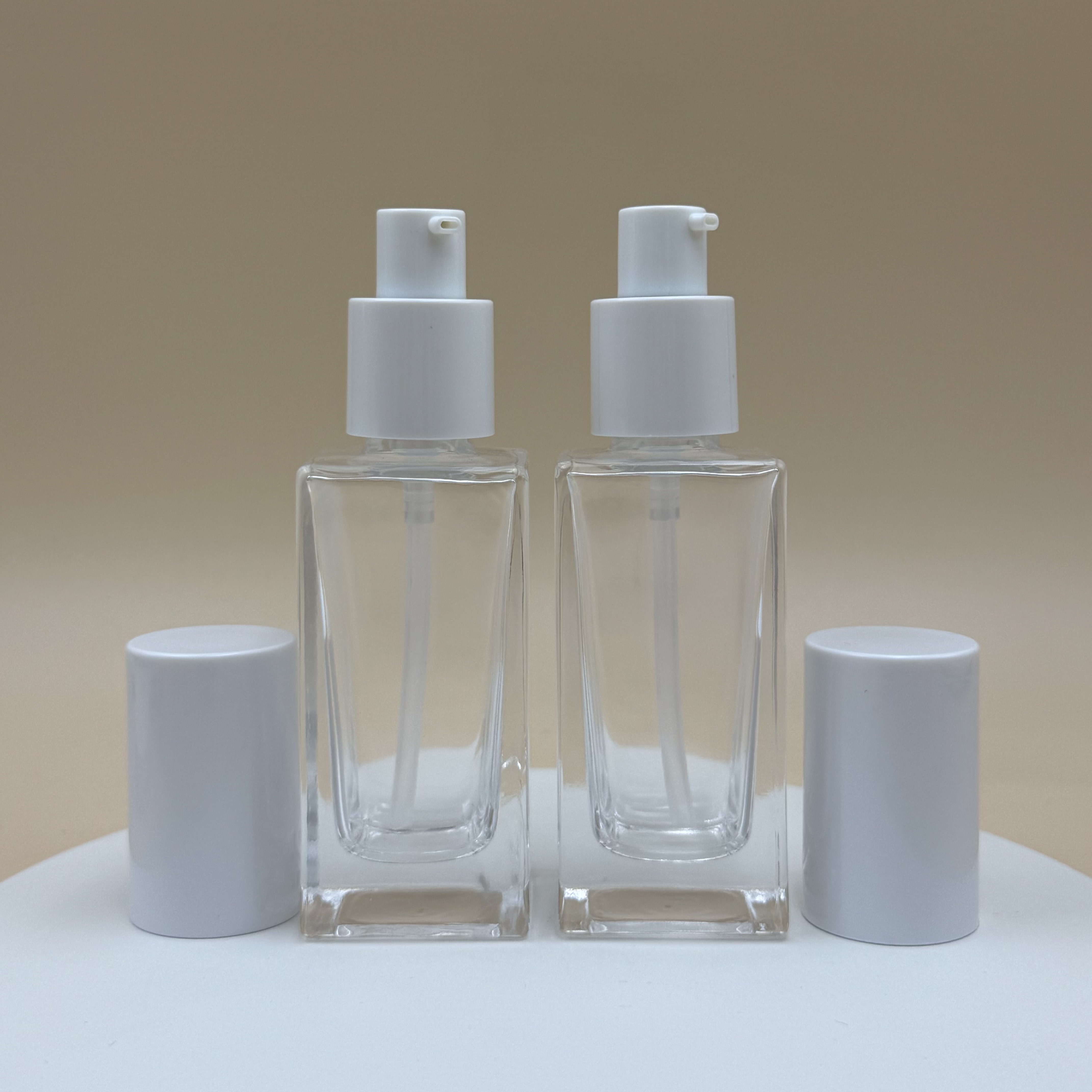 50ml Square Glass Bottle with Lotion Pump