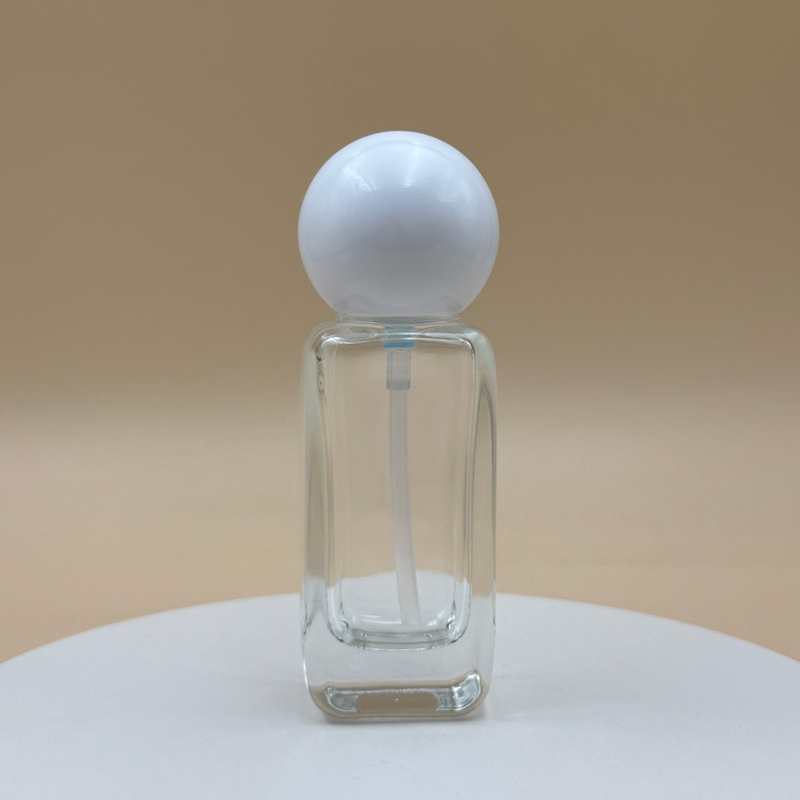 Square 30ml Glass Lotion Pump Bottle Ball Cap