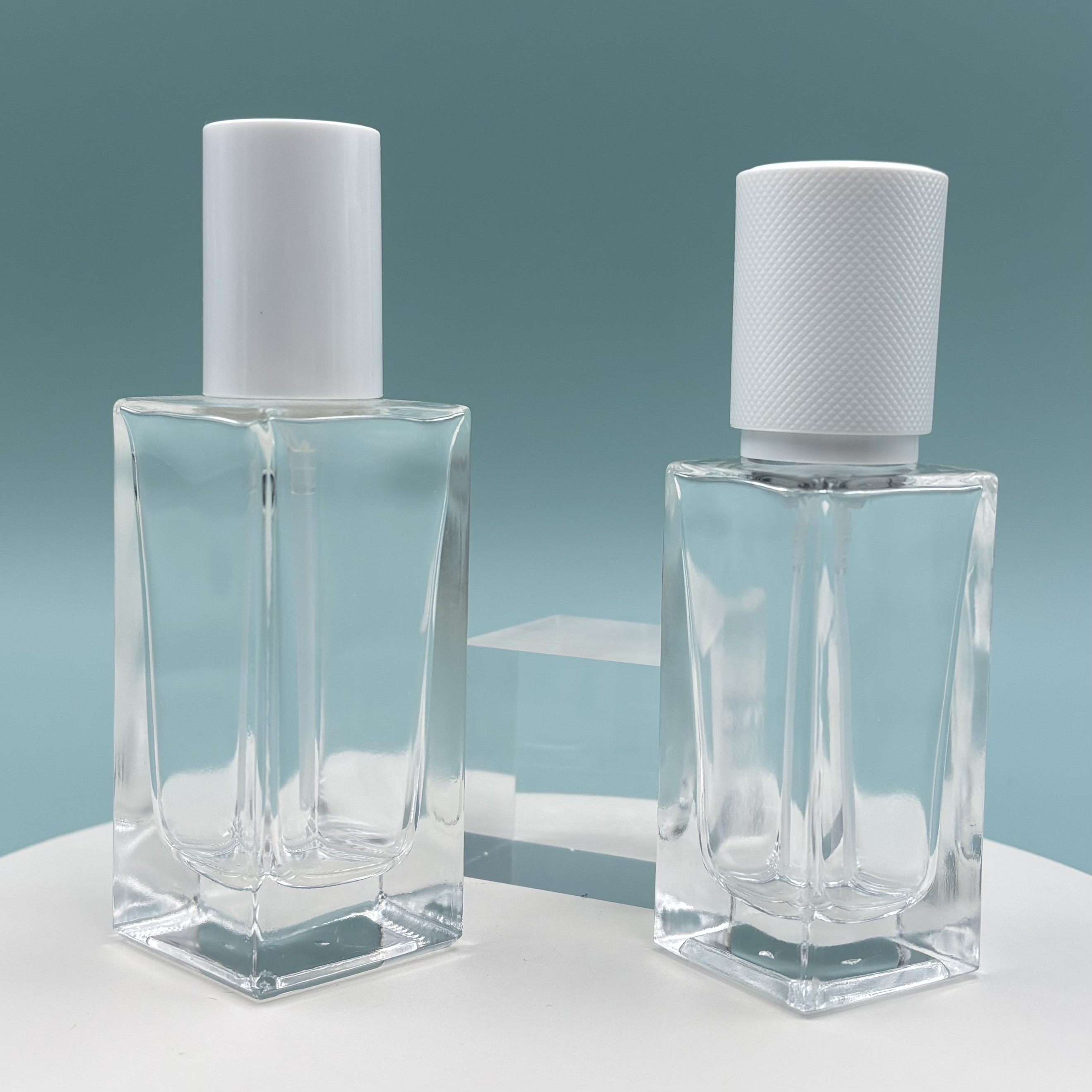 30ml Clear Glass Square Pump Bottle