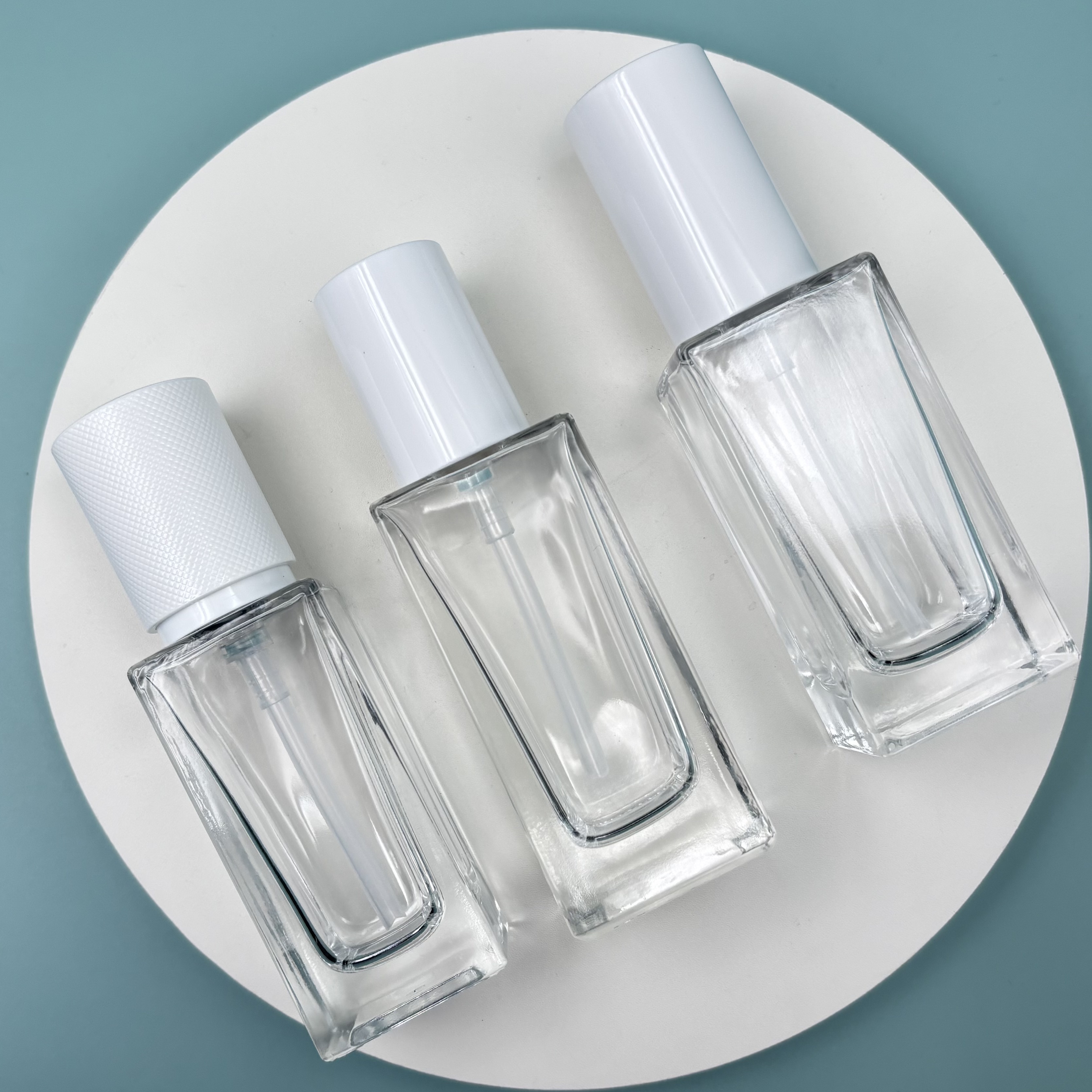 30ml Clear Glass Square Pump Bottle