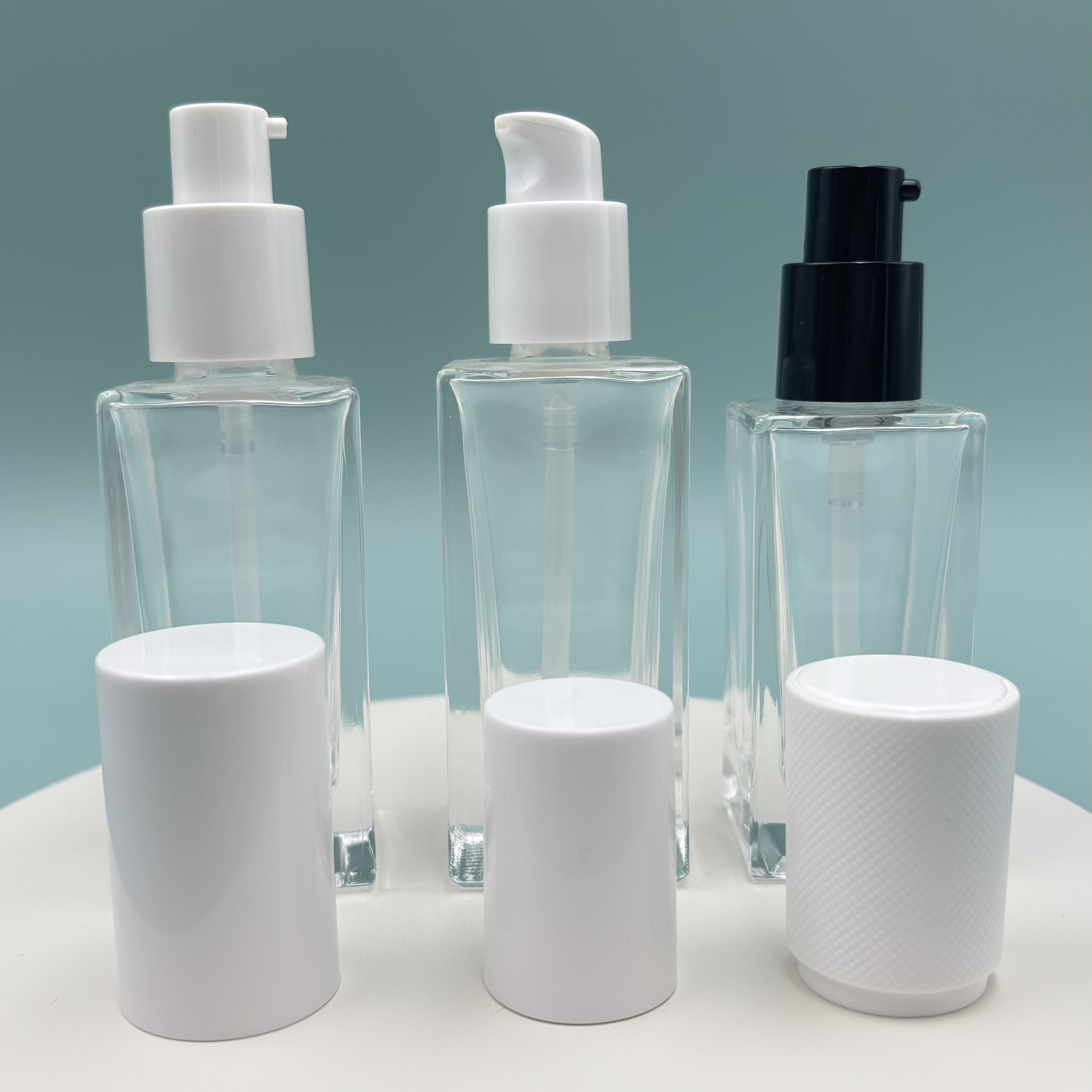 30ml Clear Glass Square Pump Bottle